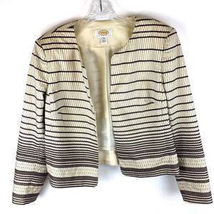 Talbot's woman's light black & white cotton and polyester summer blazer size 6